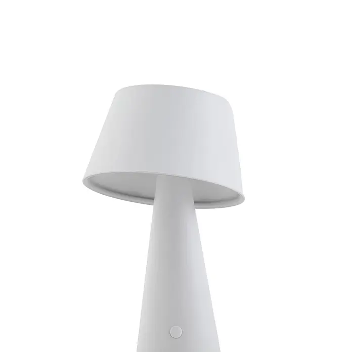Lindby Tischleuchte Lirinor - weiß / opal, weiß / opal - Weiße Tischlampe mit konischem Fuß und breitem, leicht konischem Schirm.