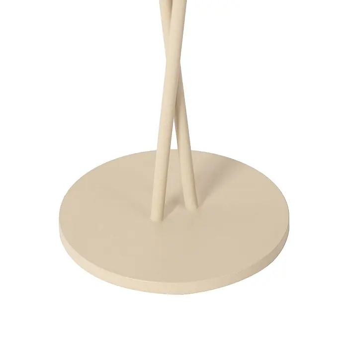 Lindby Tischleuchte Janea - creme / amber, creme / amber - Helle beige runde Basis mit zwei gekreuzten Stützstangen.