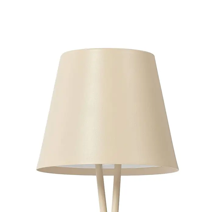 Lindby Tischleuchte Janea - creme / amber, creme / amber - Cremefarbener, konischer Lampenschirm mit feiner Textur.
