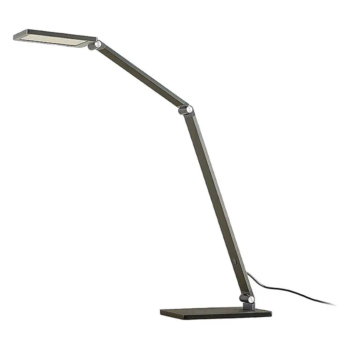 Lucande Tischleuchte Mion - L x B x H: 36,5 x 12 x 41 cm, alu / grau / zink, alu / grau / zink - Moderne dunkelgraue LED-Schreibtischlampe mit verstellbarem Arm und rechteckigem Kopf.