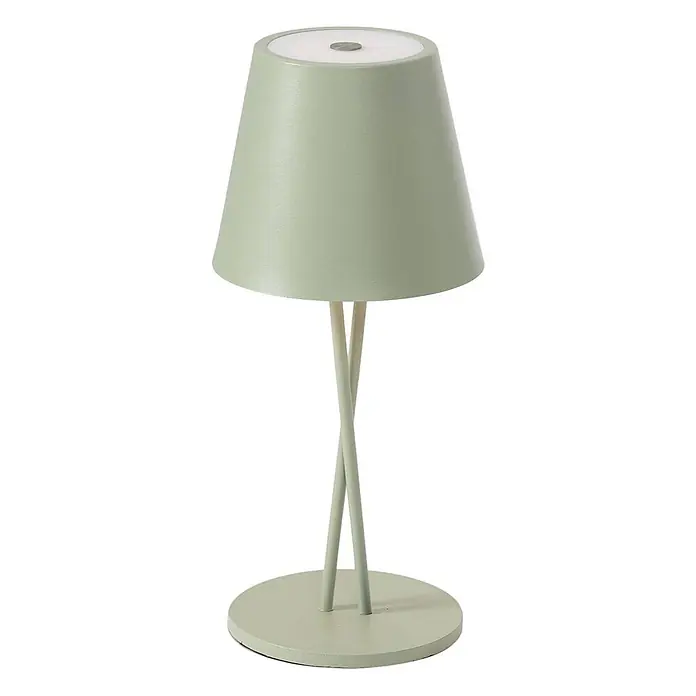 Lindby Tischleuchte Janea - L x B x H: 11,4 x 11,4 x 25 cm, grün, grün - Pastellgrüne Tischleuchte mit konischem Schirm, gekreuzten schlanken Beinen und rundem Fuß.