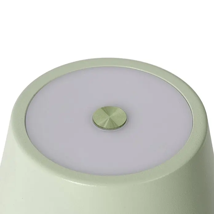 Lindby Tischleuchte Janea - L x B x H: 11,4 x 11,4 x 25 cm, grün, grün - Hellgrüne Lampe mit weißer Lichtdiffusor-Oberseite und zentralem strukturiertem grünen Knopf.