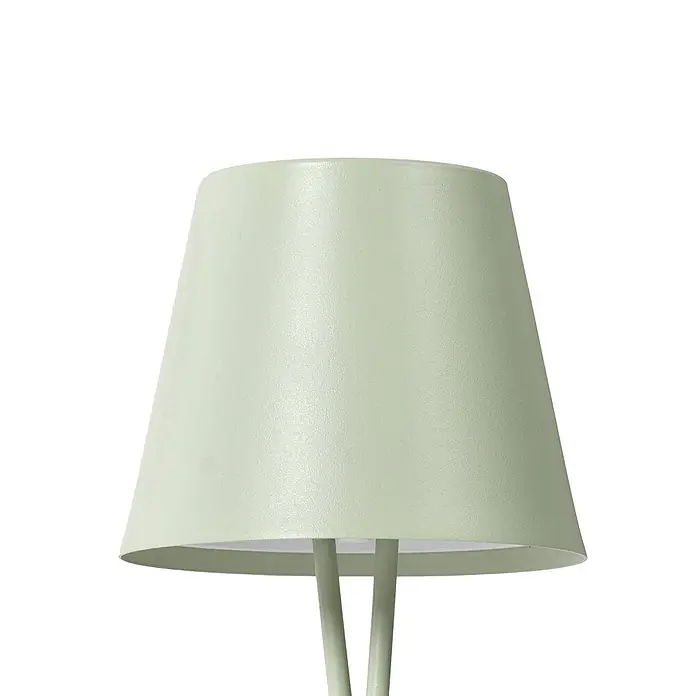 Lindby Tischleuchte Janea - L x B x H: 11,4 x 11,4 x 25 cm, grün, grün - Hellgrüner, strukturierter, konischer Lampenschirm mit sichtbaren Stützstangen.