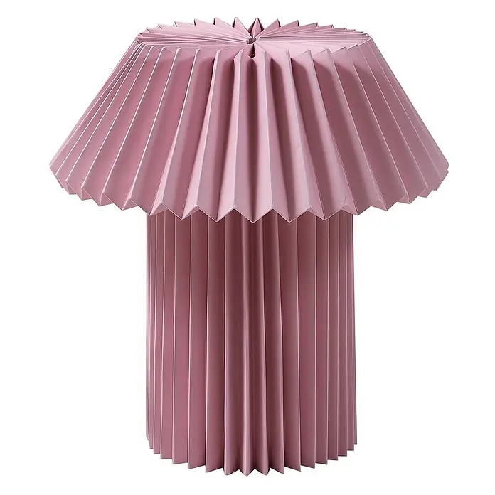 Lindby Tischleuchte Magali - L x B x H: 34 x 34 x 37 cm, violett / pink / rose, E14 - Rosa plissierte pilzförmige Lampe mit Faltdesign.