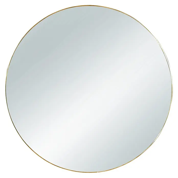 Rahmenspiegel Esra - Durchmesser: 50 cm, Gold, Metall - Runder Spiegel mit elegantem Goldrahmen.