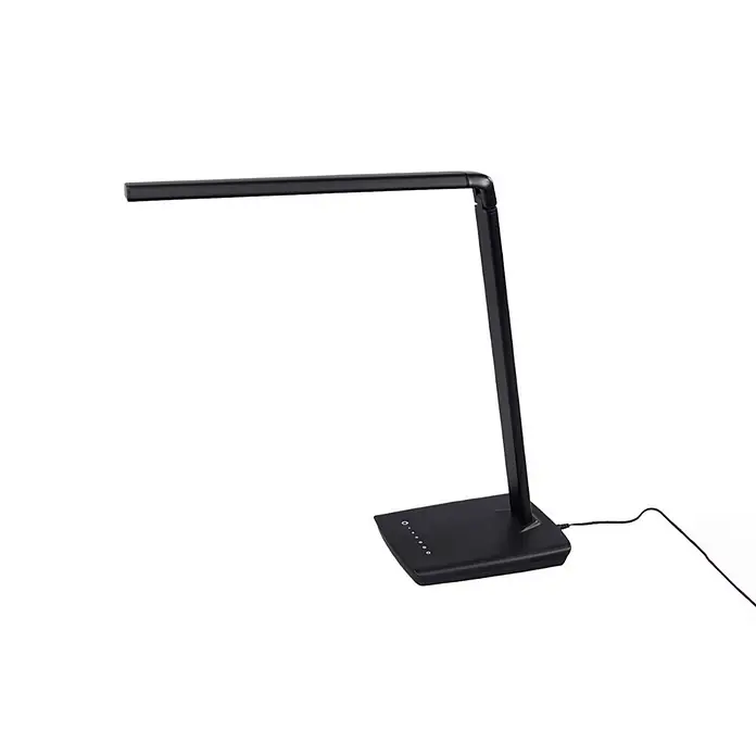 Lindby Tischleuchte Kuno - L x B x H: 37,6 x 15,8 x 46 cm, schwarz, schwarz - Schwarze moderne LED-Schreibtischlampe mit rechteckigem Sockel und flexiblem Arm.