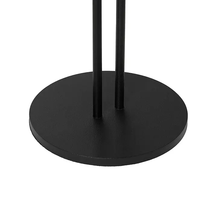 Lindby Tischleuchte Janea - L x B x H: 11,4 x 11,4 x 25 cm, schwarz, schwarz - Schwarzer, runder Metallfuß eines Bodenständers mit zwei vertikalen Stangen.