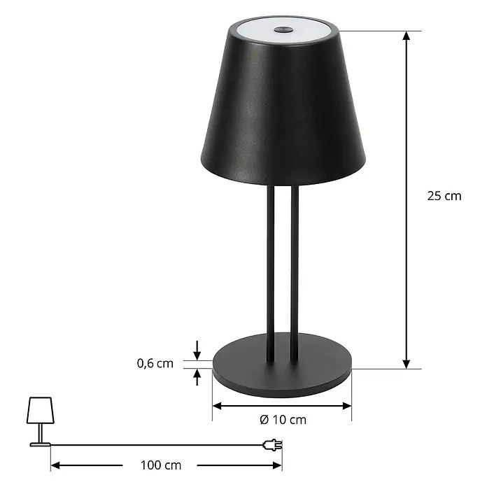 Lindby Tischleuchte Janea - L x B x H: 11,4 x 11,4 x 25 cm, schwarz, schwarz - Schwarze moderne Tischleuchte, 25 cm hoch, mit 10 cm Durchmesser Sockel.