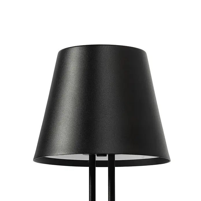 Lindby Tischleuchte Janea - L x B x H: 11,4 x 11,4 x 25 cm, schwarz, schwarz - Matter schwarzer konischer Lampenschirm mit sichtbaren schwarzen Haltestangen.