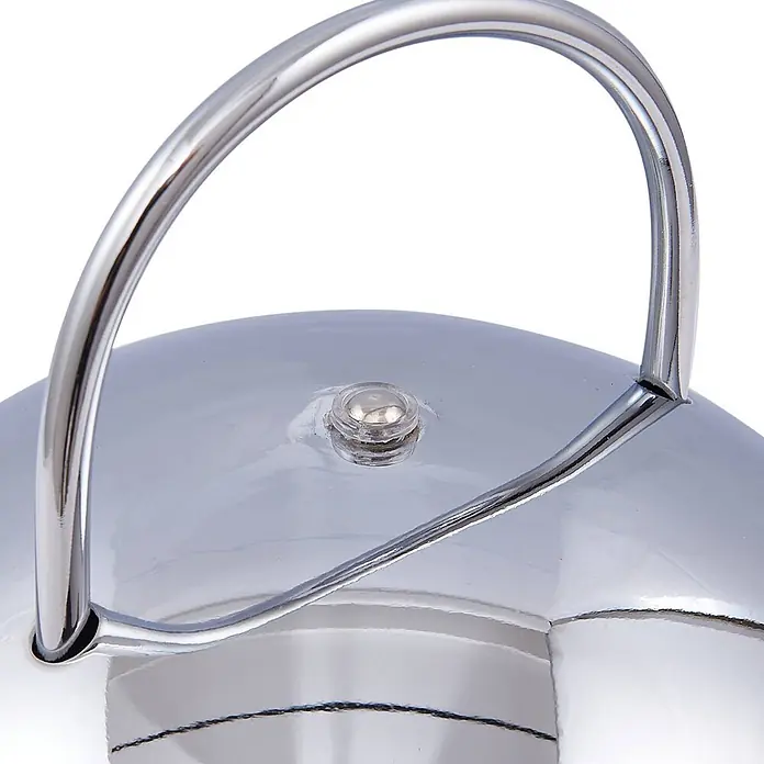 Lindby Tischleuchte Mareli - klar / transparent, chrom / silber - Glänzende verchromte Cloche mit robustem Metallgriff und kleinem, durchsichtigem Knauf oben.