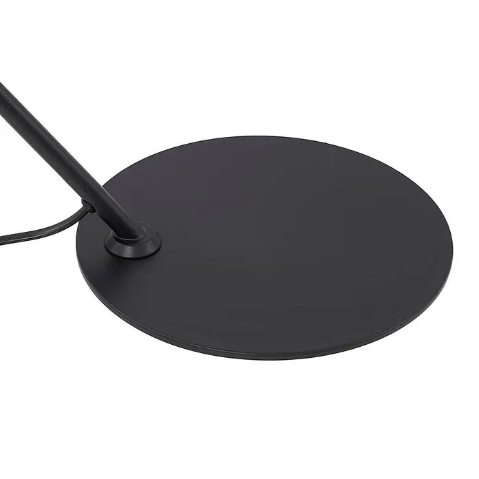 Lindby Tischleuchte Corali - schwarz, schwarz, E27 - Runder schwarzer Metall-Lampenfuß mit Stange und Kabel.