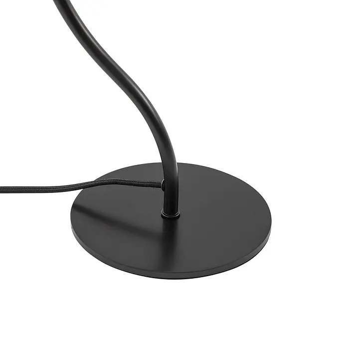Lucande Tischleuchte Arvadon - L x B x H: 33 x 25 x 42,75 cm, schwarz, schwarz, E14 - Schwarzer Metalllampenfuß mit gebogenem Stiel und seitlich eintretendem geflochtenen Stromkabel.