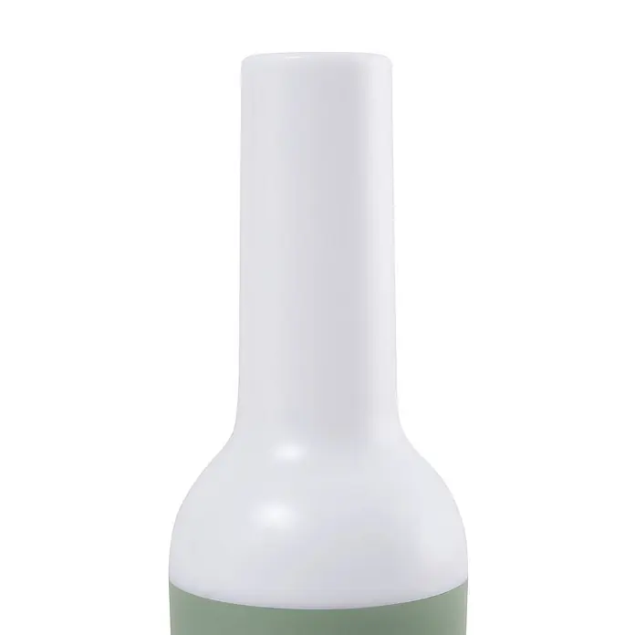 Lindby Tischleuchte Isaline - grün, weiß / opal - Weiße Flasche mit hohem Hals und rundem Körper, mit einem salbeigrünen Boden.