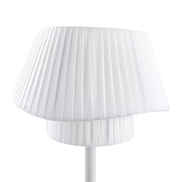 Lindby Tischleuchte Eryndor - L x B x H: 30 x 30 x 51,6 cm, weiß / opal, weiß / opal, E27 - Weißer, zweistufiger plissierter Lampenschirm aus Stoff.