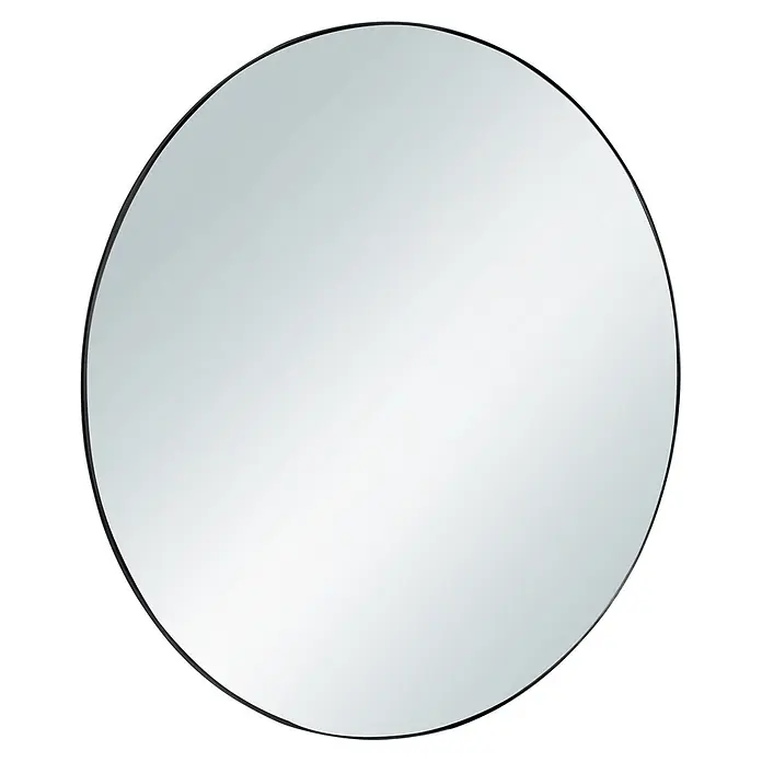 Rahmenspiegel Esra - Durchmesser: 50 cm, Schwarz, Metall - Ovaler Spiegel mit schwarzem Rahmen.