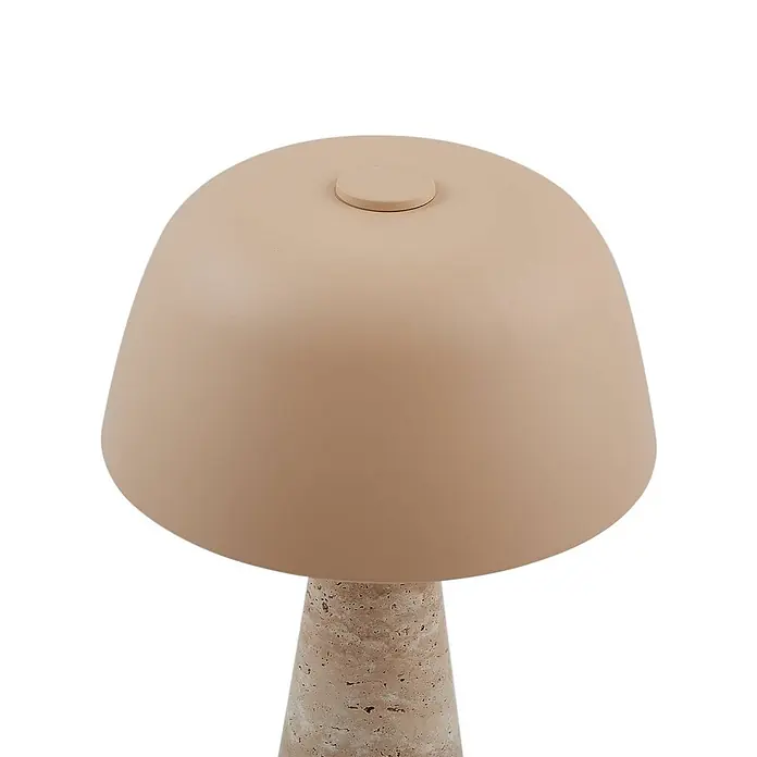 Lindby Tischleuchte Magritt - creme / amber, creme / amber, E27 - Beige Pilz-Tischlampe mit gesprenkeltem Steinsockel.