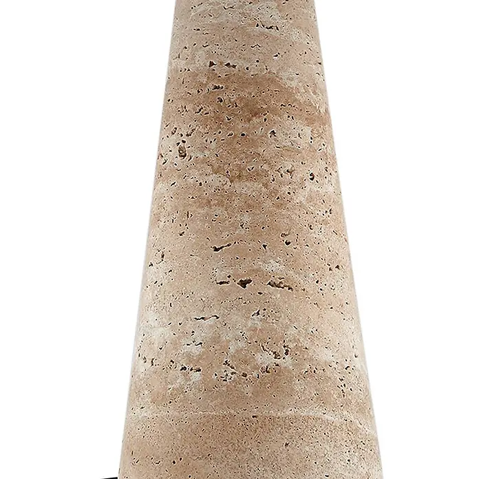 Lindby Tischleuchte Magritt - creme / amber, creme / amber, E27 - Hellbraune, poröse, konische Steinsäule.