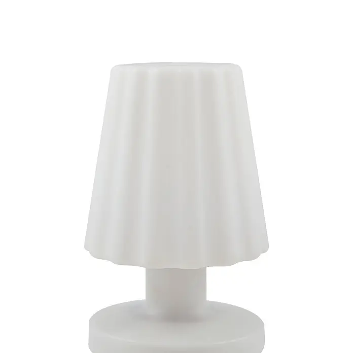 Lindby Tischleuchte Jovem - weiß / opal, weiß / opal - Weiße, geriffelte, durchscheinende Tischlampe mit einfachem Rundfuß.