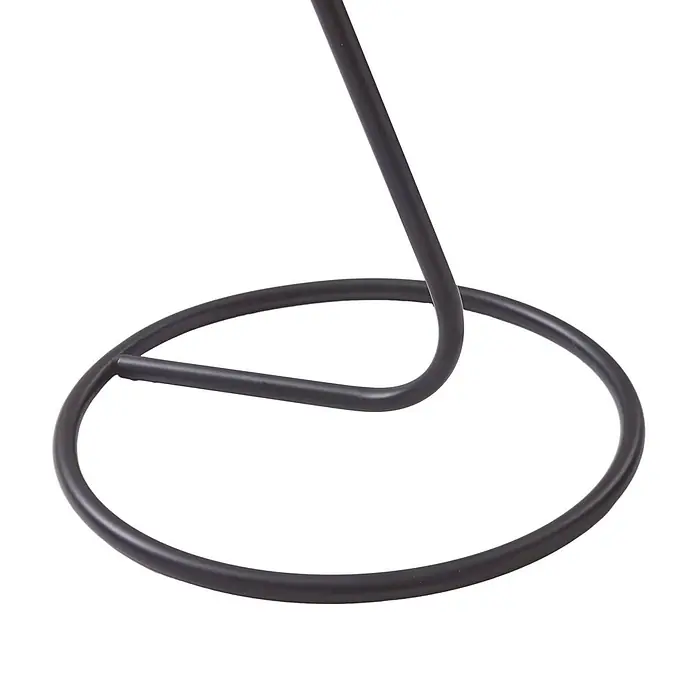 Lindby Tischleuchte Elira - schwarz, schwarz, E27 - Dunkle Metallbasis mit kreisförmigem Fuß und gebogenem Stützpfosten.