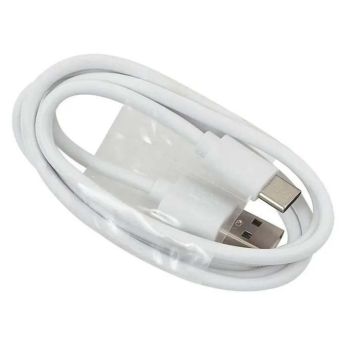 Lindby Tischleuchte Siona - weiß / opal, weiß / opal - Weißes, aufgerolltes USB-A zu USB-C Lade- und Datenkabel.