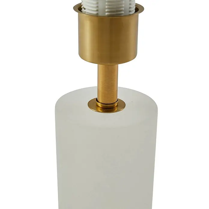 Lindby Tischleuchte Alabaster - L x B x H: 25 x 25 x 43 cm, weiß / opal, creme / amber, E27 - Mattierte Glaslampenbasis mit Messingstiel und Lampenfassung.