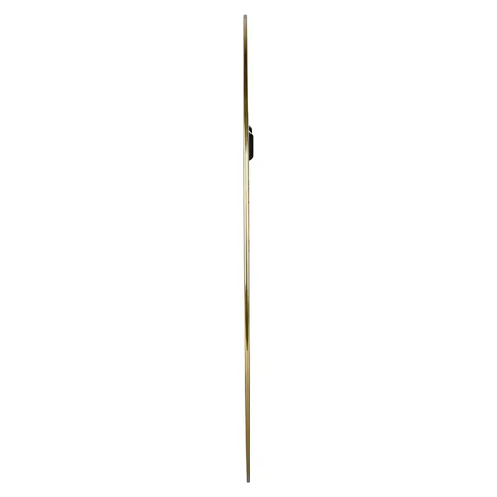 Rahmenspiegel Esra - Durchmesser: 50 cm, Gold, Metall - Messingfarbenes Mundstück für ein Holzblasinstrument mit schwarzer Blattschraube.