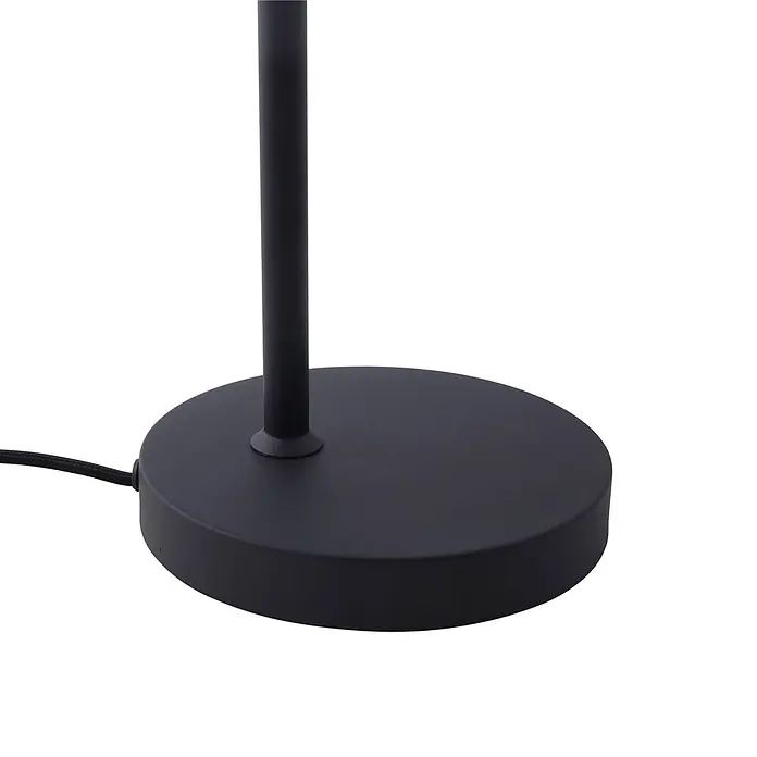 Lindby Tischleuchte Ovelia - schwarz, grün, E27 - Matte schwarze Metall-Lampenbasis mit zylindrischem Ständer und geflochtenem Stromkabel.