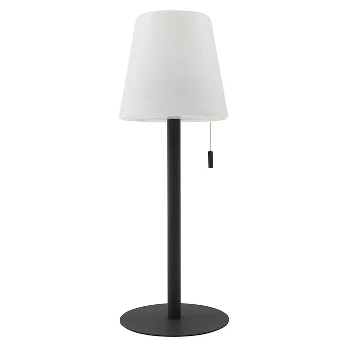 Lindby Tischleuchte Azalea - L x B x H: 16,5 x 16,5 x 45 cm, schwarz - Tischleuchte mit weißem konischem Schirm, schwarzem Zylinderfuß, rundem Sockel und Zugschalter.