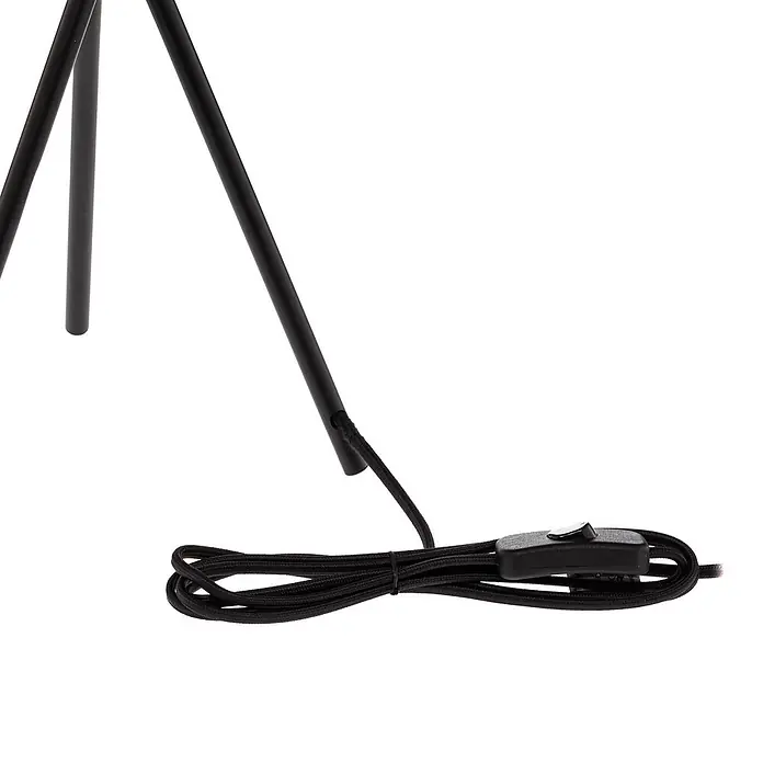 Lindby Tischleuchte Soula - L x B x H: 26 x 26 x 52 cm, schwarz, creme / amber, E27 - Schwarze Lampenbeine mit geflochtenem Stromkabel und Ein-/Ausschalter.