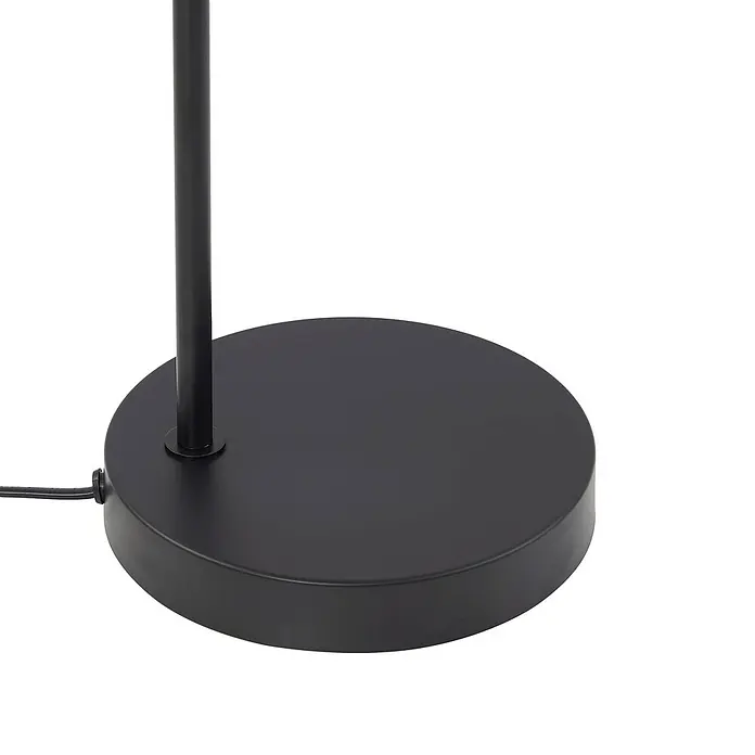 Lindby Tischleuchte Kaida - L x B x H: 30 x 15 x 43,5 cm, schwarz, schwarz, E27 - Schwarzer runder Lampenfuß mit Stange und Netzkabel.