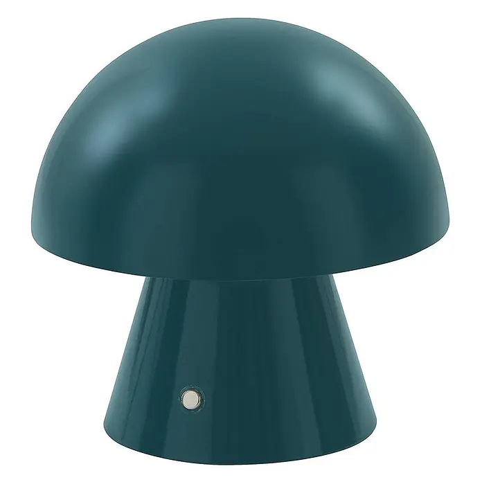 Lindby Tischleuchte Nevijo - L x B x H: 18 x 18 x 17,5 cm, grün, grün - Glänzende, pilzförmige Tischlampe in Petrol mit silbernem Knopf am Fuß.