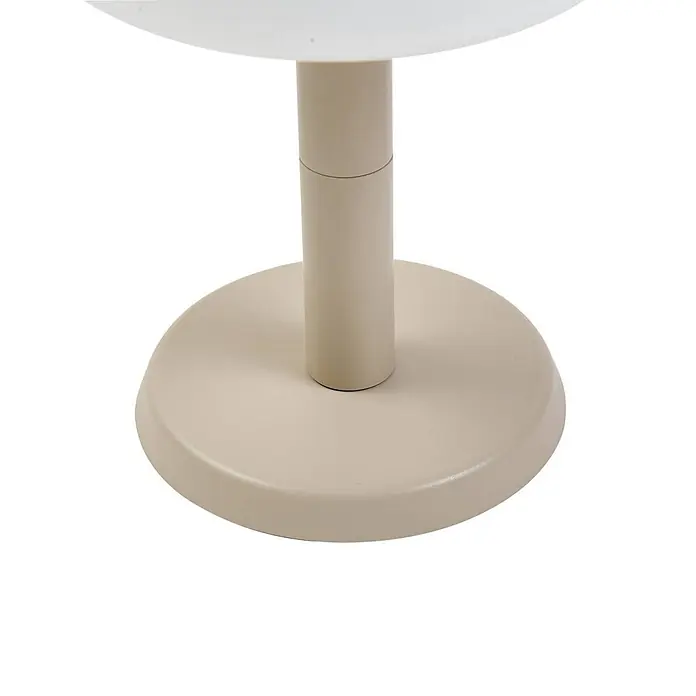 Lindby Tischleuchte Mikkel - L x B x H: 14,2 x 14,2 x 7,2 cm, creme / amber - Cremefarbener runder Tischfuß mit zylindrischer Stütze.