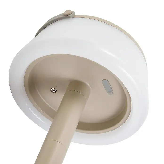 Lindby Tischleuchte Mikkel - L x B x H: 14,2 x 14,2 x 7,2 cm, creme / amber - Tragbare beige-weiße LED-Laterne mit transluzenter Kuppel, Ständer und Griff.