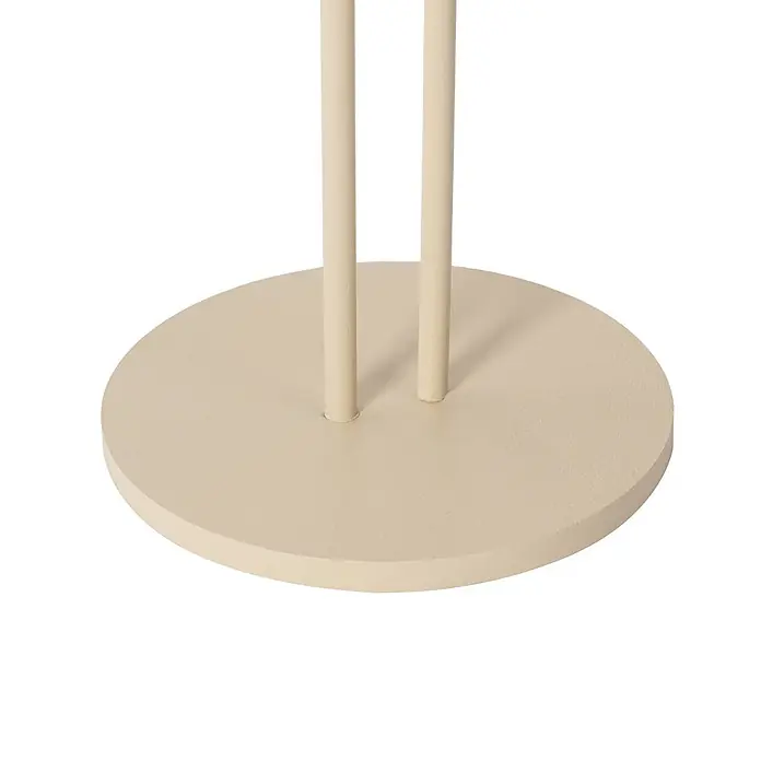 Lindby Tischleuchte Janea - creme / amber, creme / amber - Helle, beigefarbene runde Basis mit zwei vertikalen Stangen.