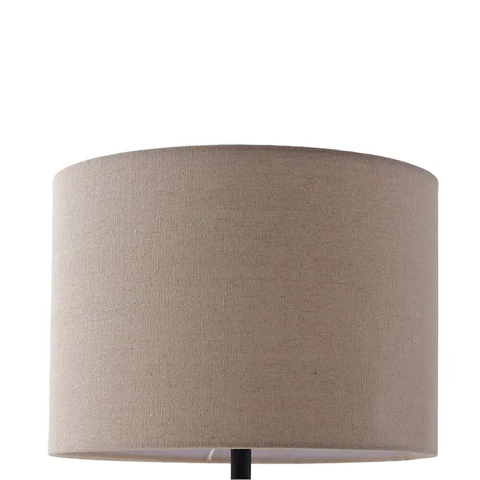 Lindby Tischleuchte Thalassia - L x B x H: 30 x 30 x 45,5 cm, creme / amber, creme / amber, E27 - Zylindrischer Lampenschirm aus hellbraunem Stoff.