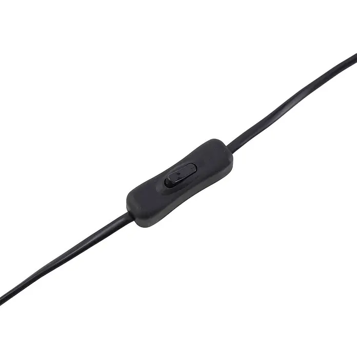 Lucande Tischleuchte Luoti - schwarz, schwarz, E27 - Schwarzer Inline-Schalter an einem Kabel.