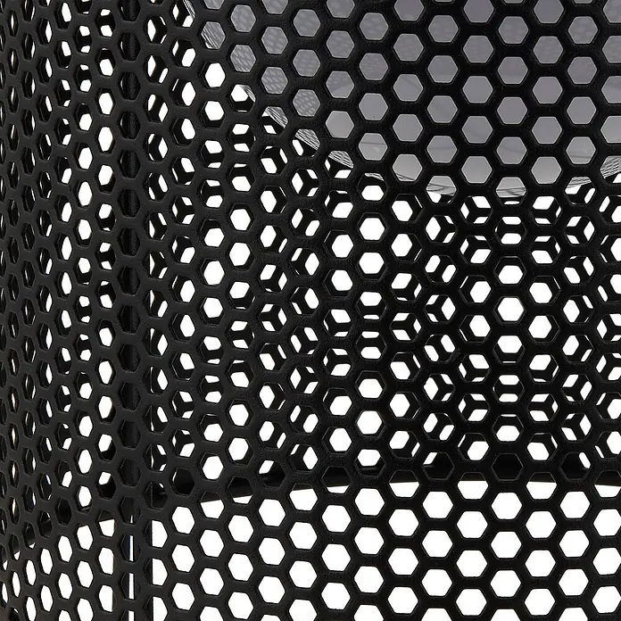 Lindby Tischleuchte Achilleas - L x B x H: 20 x 20 x 26 cm, schwarz - Schwarze, sechseckig perforierte Gitterstruktur.