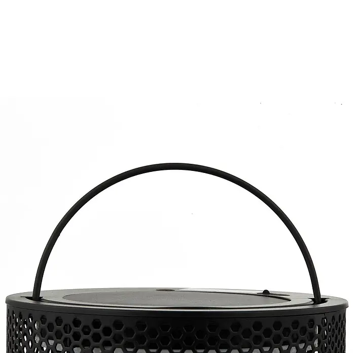 Lindby Tischleuchte Achilleas - L x B x H: 20 x 20 x 26 cm, schwarz - Schwarze Laterne mit Wabenmuster und gewölbtem Griff.