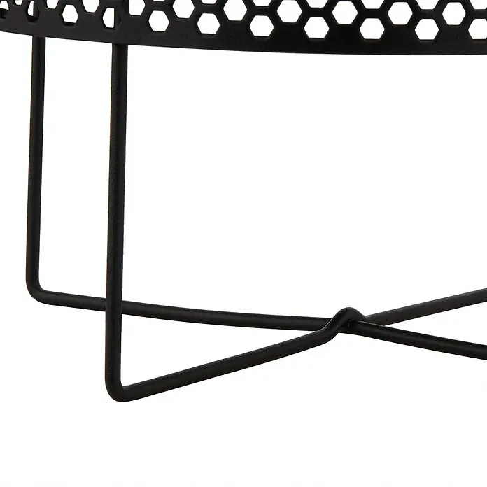 Lindby Tischleuchte Achilleas - L x B x H: 20 x 20 x 26 cm, schwarz - Schwarzer Metallkorb oder Beistelltisch mit sechseckig perforierter Platte und Drahtgestell.