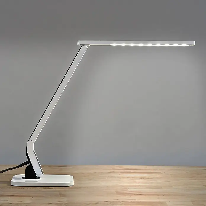 Lindby Tischleuchte Eleni - L x B x H: 18 x 17,2 x 45 cm, weiß / opal, weiß / opal - Moderne weiße LED-Schreibtischlampe mit flexiblem Arm und rechteckigem Leuchtenkopf mit mehreren hellen LEDs.