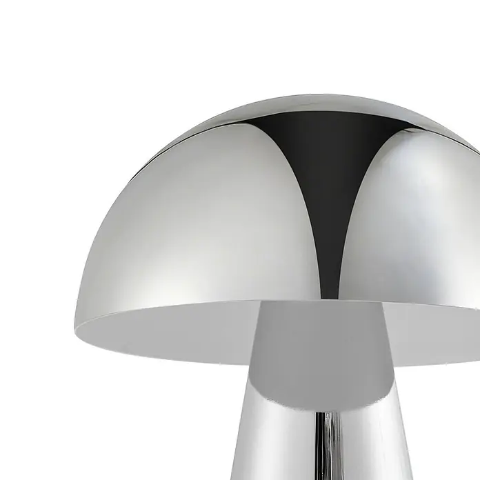 Lindby Tischleuchte Nevijo - chrom / silber, chrom / silber - Silberne Pilz-Tischleuchte mit reflektierender Oberfläche.