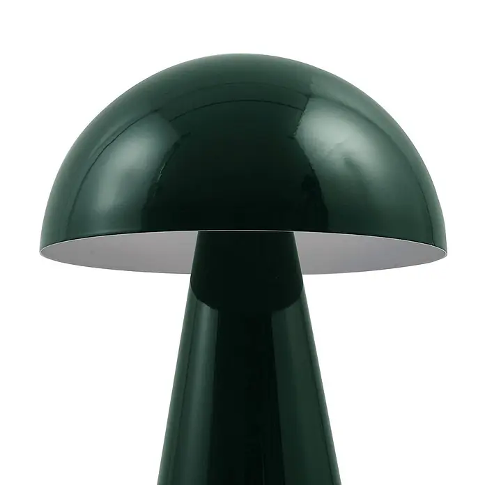 Lindby Tischleuchte Nevijo - L x B x H: 20 x 20 x 30 cm, grün, grün - Glänzende dunkelgrüne Pilz-Tischlampe mit gewölbtem Schirm und konischem Fuß. Der Schirm innen ist hellfarbig.