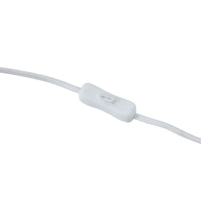 Lindby Tischleuchte Jone - braun / rost, braun / rost, E27 - Weißer Schnurschalter mit An/Aus-Funktion an einem weißen Textilkabel.