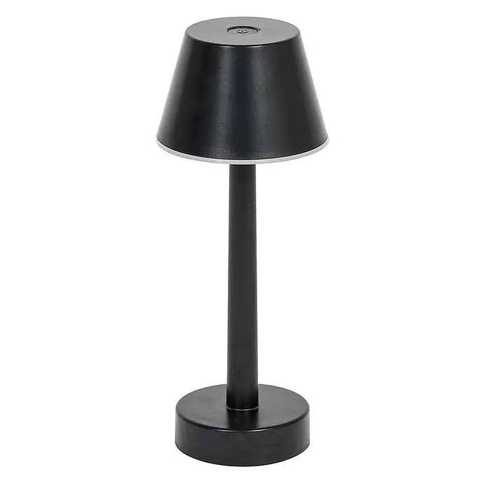 Lindby Tischleuchte Gaja - schwarz, schwarz - Mattschwarze Tischlampe mit konischem Schirm, schlankem zylindrischem Ständer und rundem Fuß.