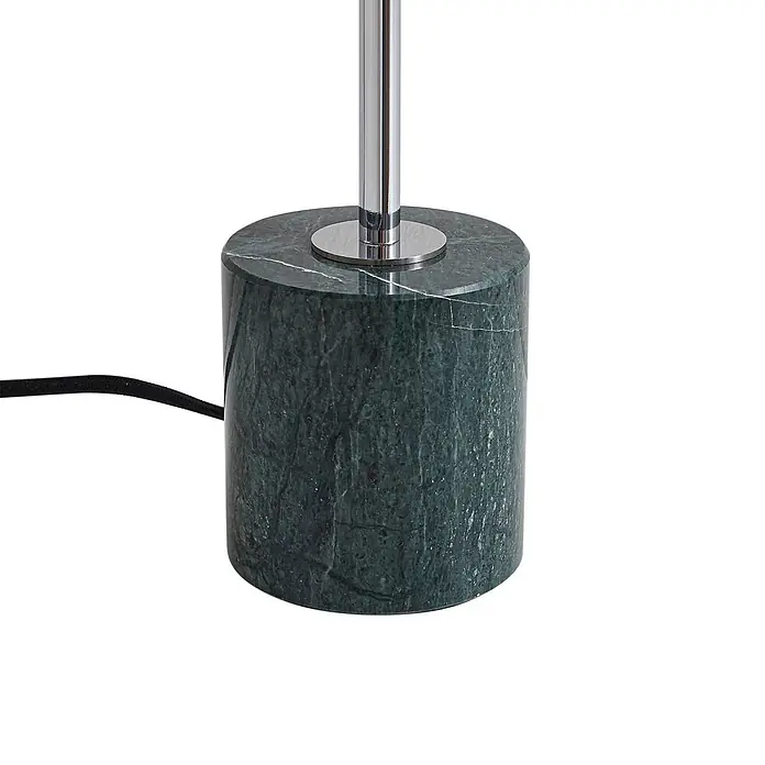 Lindby Tischleuchte Branford - L x B x H: 25 x 25 x 46 cm, grün, weiß / opal, E14 - Zylindrischer dunkelgrüner Marmorlampenfuß mit Chromstange und schwarzem Stromkabel.