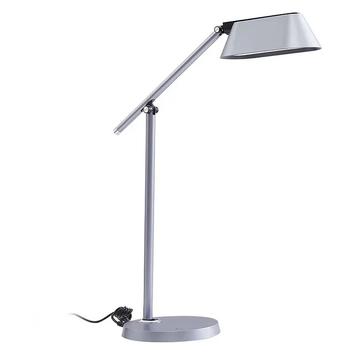Lindby Tischleuchte Thies - L x B x H: 45,9 x 9,2 x 78,9 cm, alu / grau / zink, alu / grau / zink - Verstellbare silbergraue Metall-Schreibtischlampe mit schlankem, konischem Schirm.