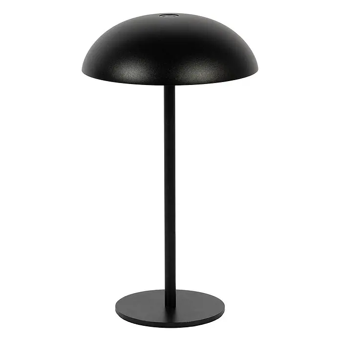Arcchio Tischleuchte Thenra - schwarz, schwarz - Schwarze Metall-Tischleuchte mit Kuppelschirm und rundem Fuß.