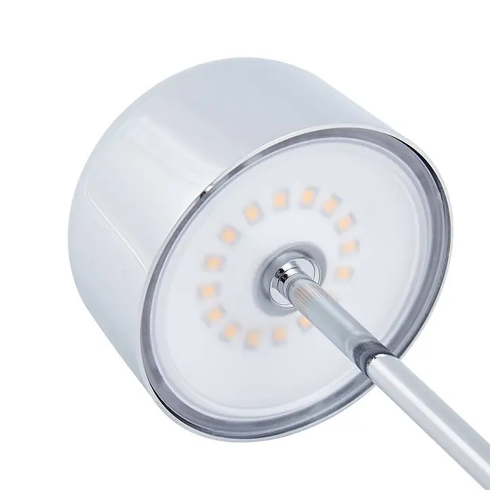 Lucande Tischleuchte Quill - L x B x H: 8 x 8 x 20 cm, chrom / silber, chrom / silber - Verchromter LED-Spotlight mit mattierter weißer Streuscheibe und kreisförmiger Anordnung warmer LED-Chips an einem Chromarm.