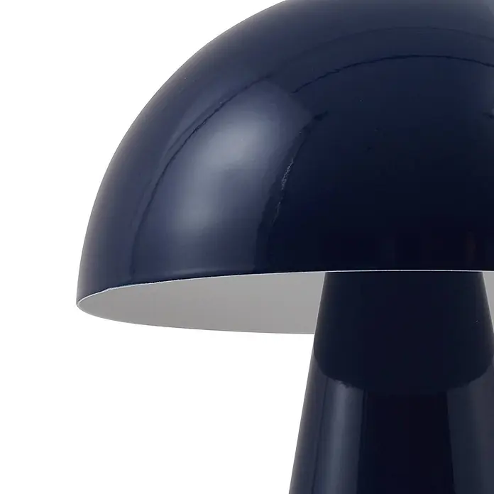 Lindby Tischleuchte Nevijo - L x B x H: 20 x 20 x 30 cm, blau, blau - Glänzende, dunkelblaue Pilzlampe mit weißer Innenseite des Schirms.