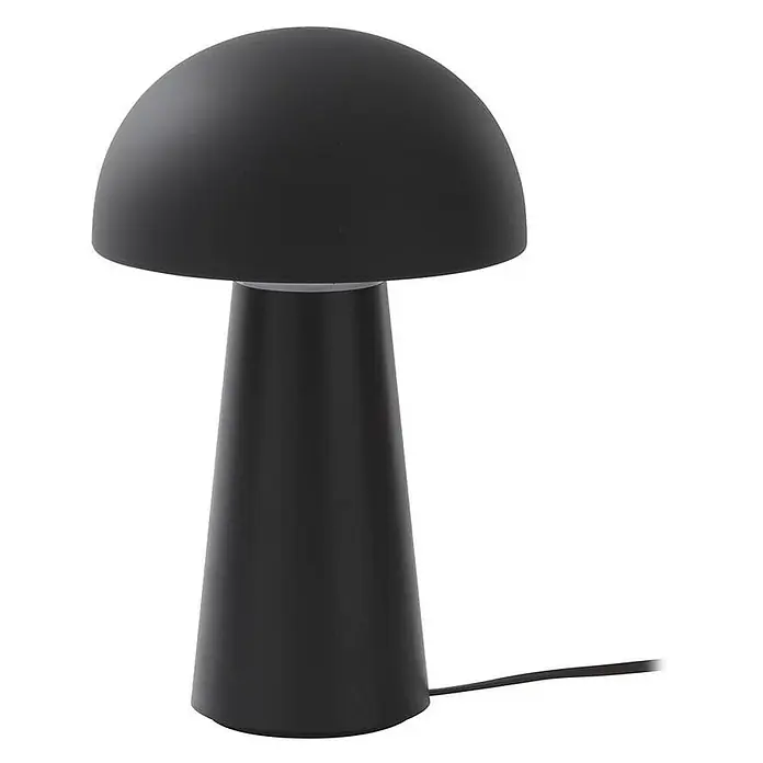 Lindby Tischleuchte Zyre - schwarz, schwarz - Mattschwarze pilzförmige Tischleuchte mit elegantem konischem Fuß und Netzkabel.